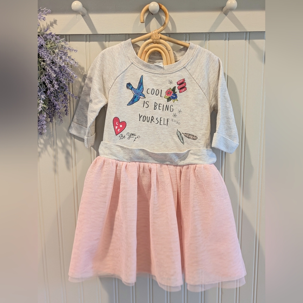Old Navy Gray and Pink Floral Dress 3T